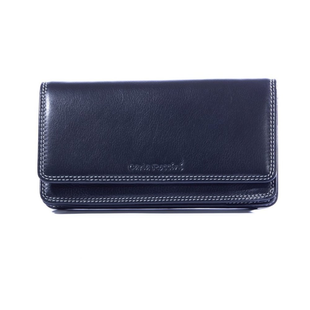 Carla Rossini Black Leather Trifold Wallet